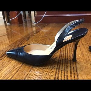 Manolo Blahnik 3” sling-backs navy